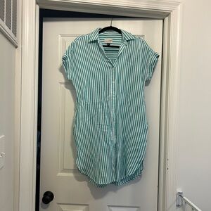 Universal Thread Green Striped Shirt Dress